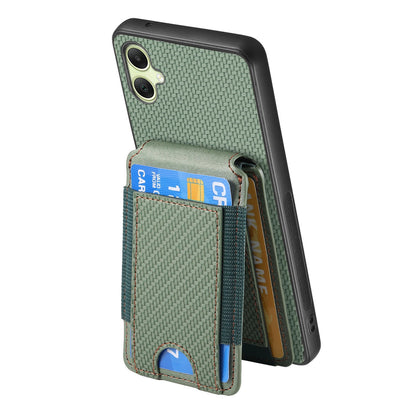 Samsung Galaxy A05 Vertical Flip Wallet Stand Phone Case with Carbon Fibre Pattern