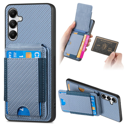 Samsung Galaxy A05s Vertical Flip Wallet Stand Phone Case with Carbon Fibre Pattern