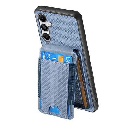 Samsung Galaxy A05s Vertical Flip Wallet Stand Phone Case with Carbon Fibre Pattern