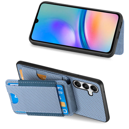 Samsung Galaxy A05s Vertical Flip Wallet Stand Phone Case with Carbon Fibre Pattern