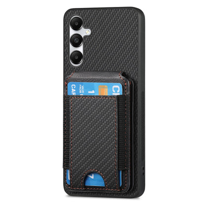 Samsung Galaxy A05s Vertical Flip Wallet Stand Phone Case with Carbon Fibre Pattern