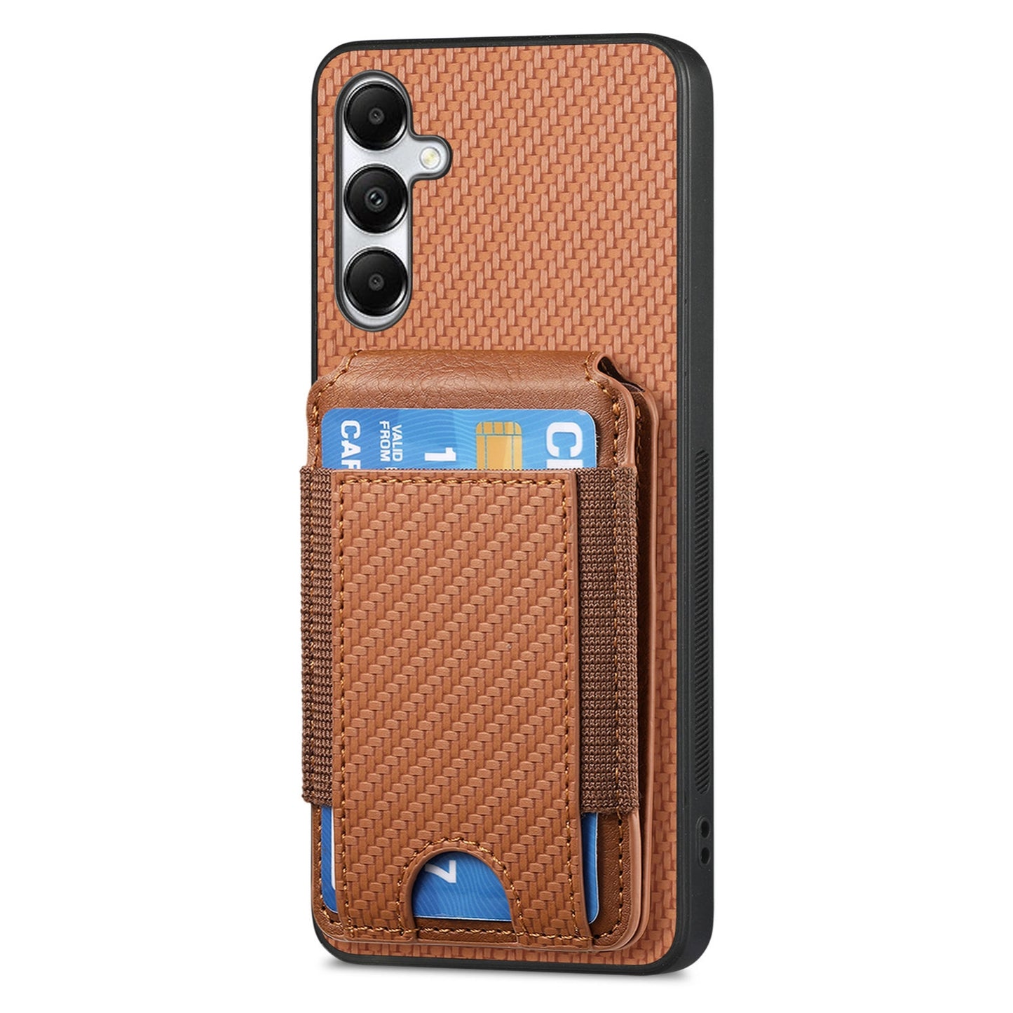 Samsung Galaxy A05s Vertical Flip Wallet Stand Phone Case with Carbon Fibre Pattern