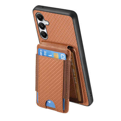 Samsung Galaxy A05s Vertical Flip Wallet Stand Phone Case with Carbon Fibre Pattern