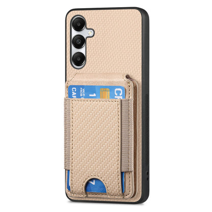 Samsung Galaxy A05s Vertical Flip Wallet Stand Phone Case with Carbon Fibre Pattern
