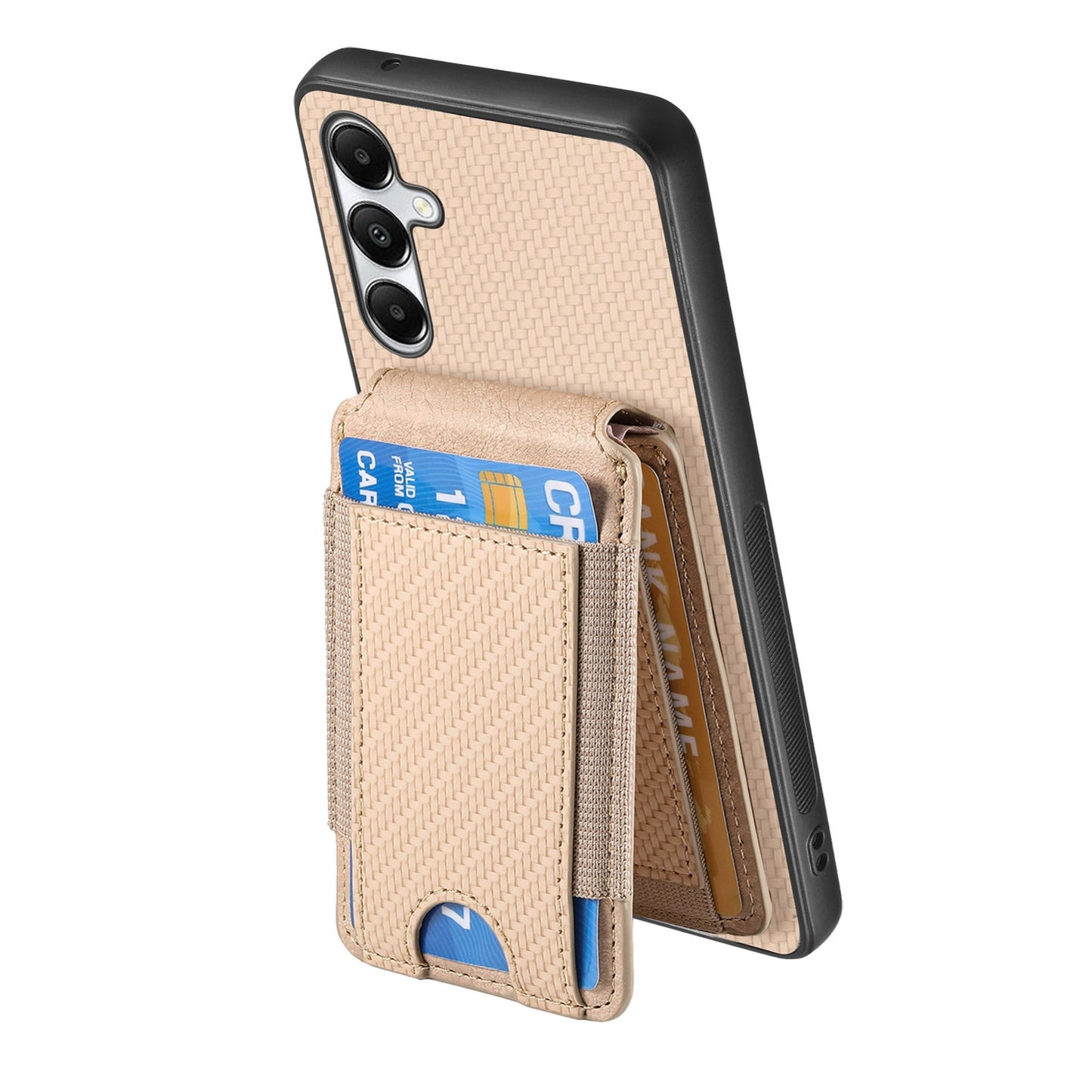 Samsung Galaxy A05s Vertical Flip Wallet Stand Phone Case with Carbon Fibre Pattern