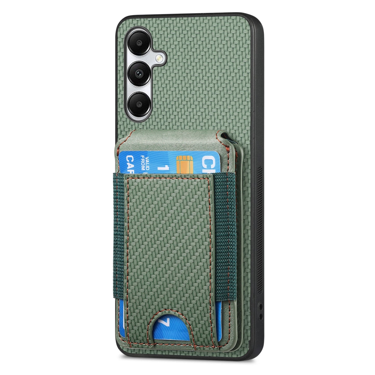 Samsung Galaxy A05s Vertical Flip Wallet Stand Phone Case with Carbon Fibre Pattern