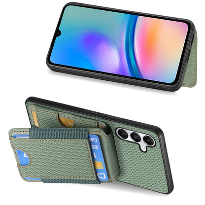Samsung Galaxy A05s Vertical Flip Wallet Stand Phone Case with Carbon Fibre Pattern