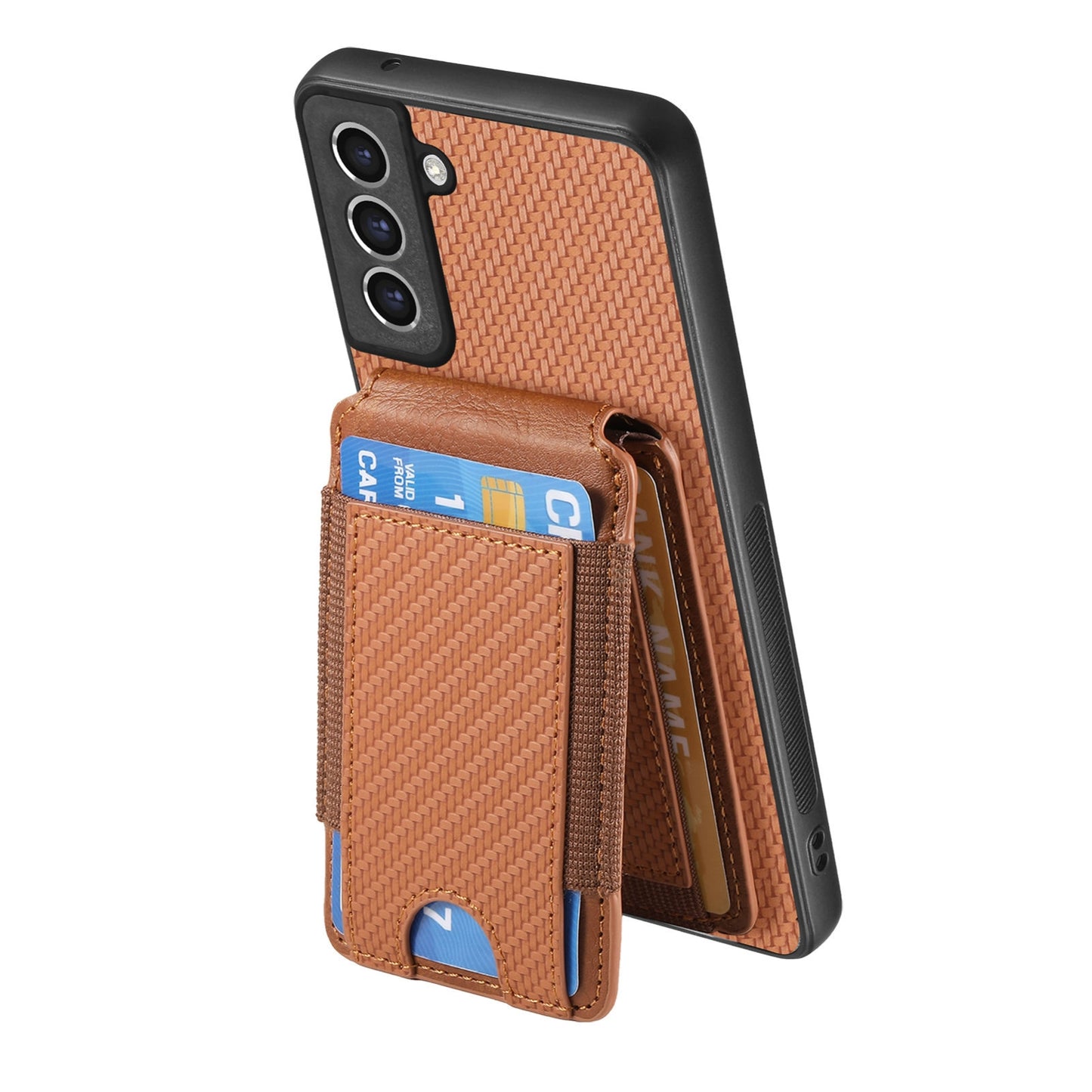 Samsung Galaxy S23 FE 5G Vertical Flip Wallet Stand Phone Case with Carbon Fibre Pattern