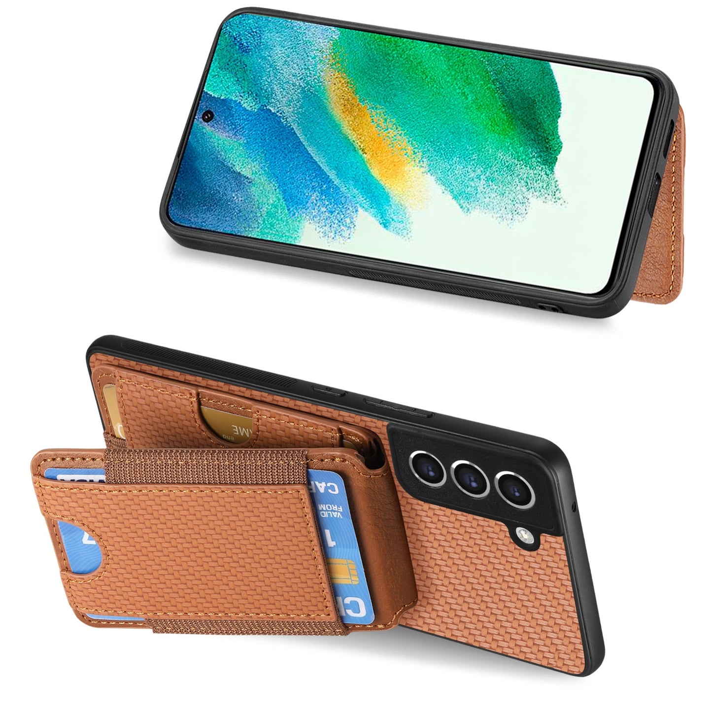 Samsung Galaxy S23 FE 5G Vertical Flip Wallet Stand Phone Case with Carbon Fibre Pattern
