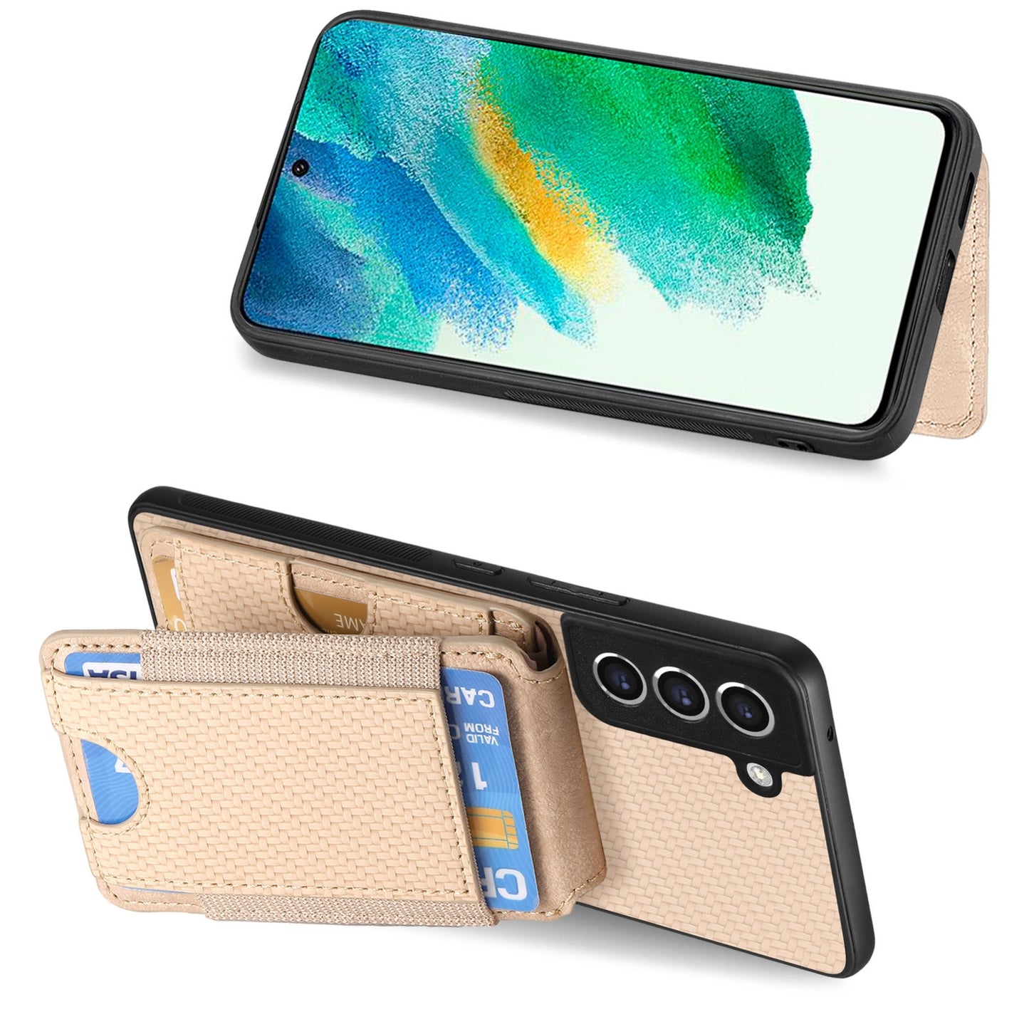 Samsung Galaxy S23 FE 5G Vertical Flip Wallet Stand Phone Case with Carbon Fibre Pattern