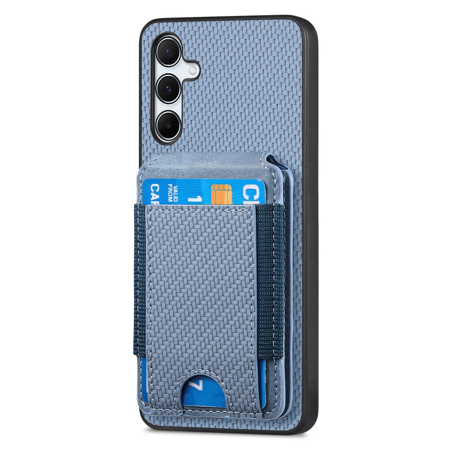Samsung Galaxy A34 5G Vertical Flip Wallet Stand Phone Case with Carbon Fibre Pattern