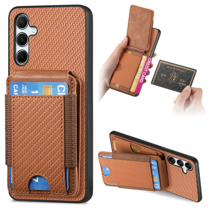 Samsung Galaxy A34 5G Vertical Flip Wallet Stand Phone Case with Carbon Fibre Pattern