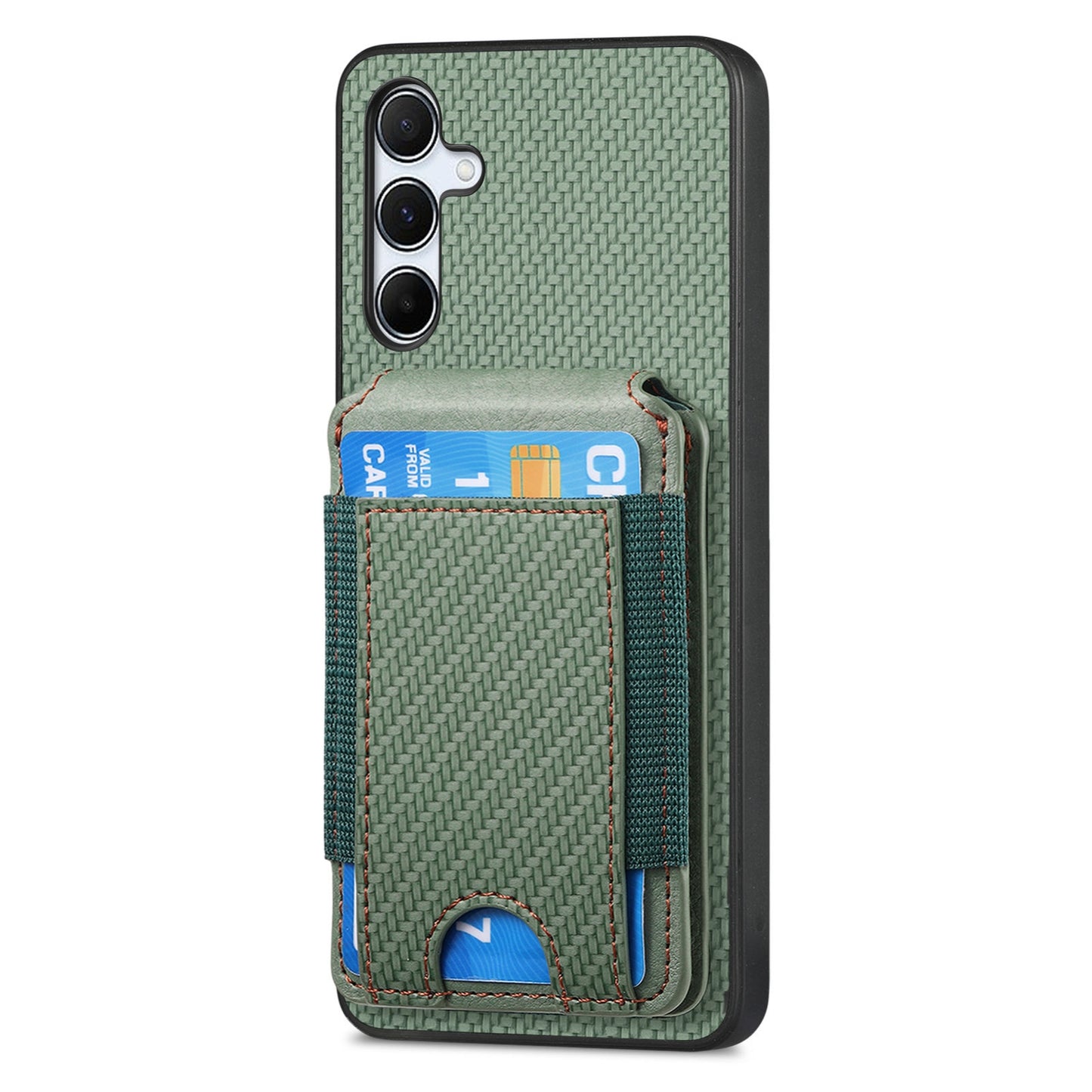 Samsung Galaxy A34 5G Vertical Flip Wallet Stand Phone Case with Carbon Fibre Pattern