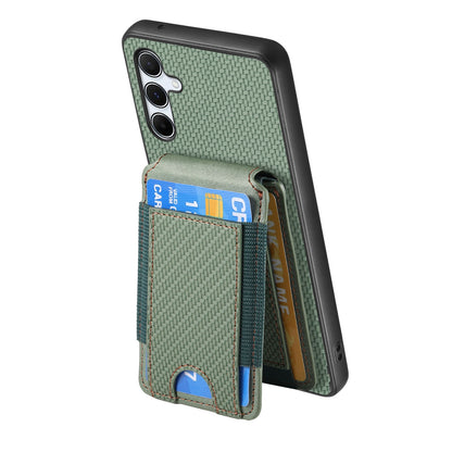 Samsung Galaxy A34 5G Vertical Flip Wallet Stand Phone Case with Carbon Fibre Pattern