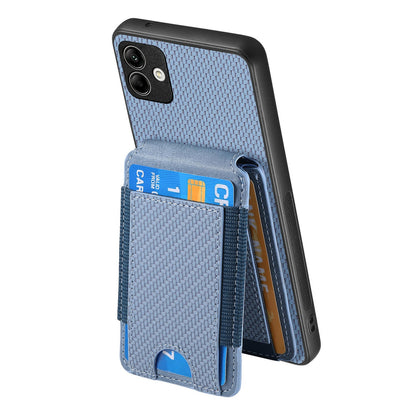 Samsung Galaxy A04e Vertical Flip Wallet Stand Phone Case with Carbon Fibre Pattern