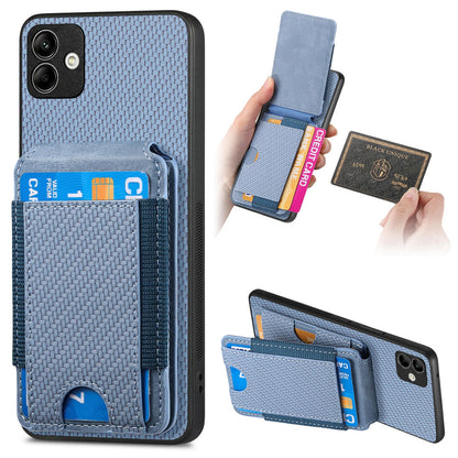 Samsung Galaxy A04 4G Vertical Flip Wallet Stand Phone Case with Carbon Fibre Pattern