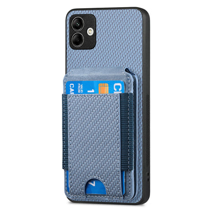Samsung Galaxy A04 4G Vertical Flip Wallet Stand Phone Case with Carbon Fibre Pattern