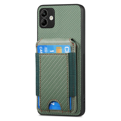 Samsung Galaxy A04 4G Vertical Flip Wallet Stand Phone Case with Carbon Fibre Pattern