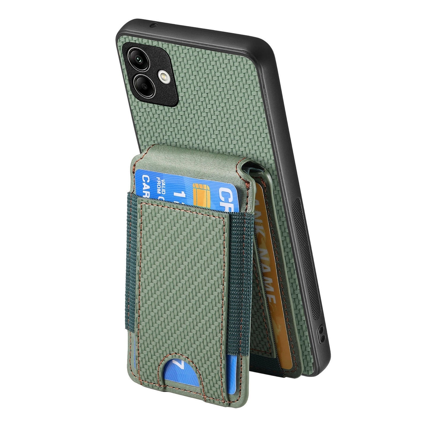 Samsung Galaxy A04 4G Vertical Flip Wallet Stand Phone Case with Carbon Fibre Pattern