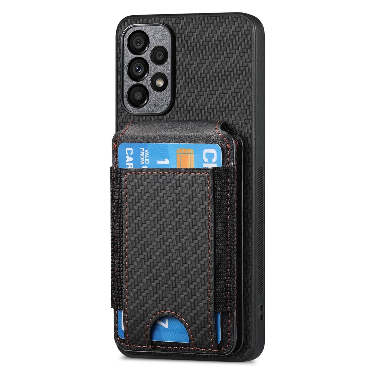 Samsung Galaxy M33 5G Vertical Flip Wallet Stand Phone Case with Carbon Fibre Pattern