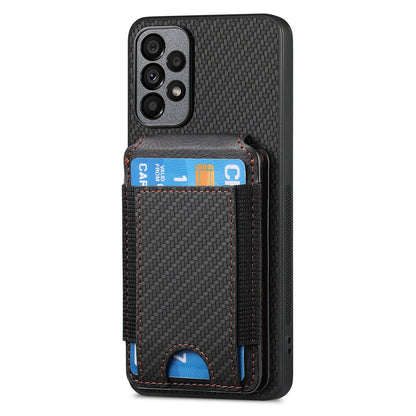 Samsung Galaxy M33 5G Vertical Flip Wallet Stand Phone Case with Carbon Fibre Pattern