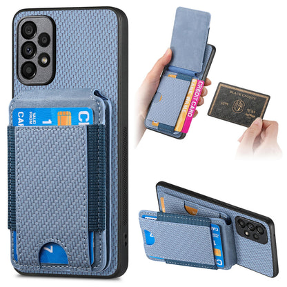 Samsung Galaxy A73 5G Vertical Flip Wallet Stand Phone Case with Carbon Fibre Pattern