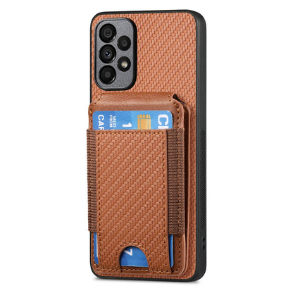 Samsung Galaxy A73 5G Vertical Flip Wallet Stand Phone Case with Carbon Fibre Pattern