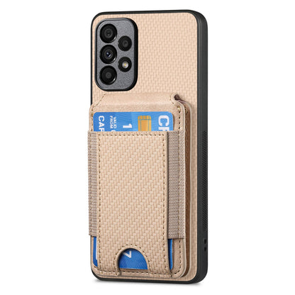 Samsung Galaxy A73 5G Vertical Flip Wallet Stand Phone Case with Carbon Fibre Pattern