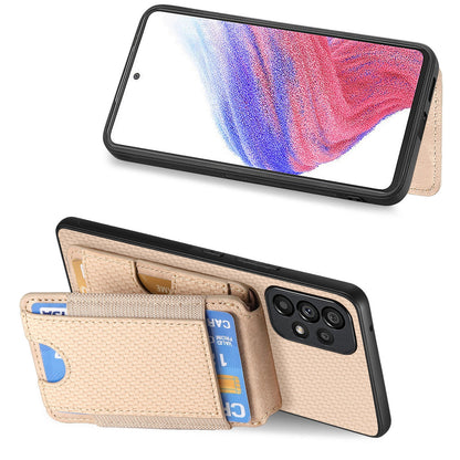 Samsung Galaxy A73 5G Vertical Flip Wallet Stand Phone Case with Carbon Fibre Pattern