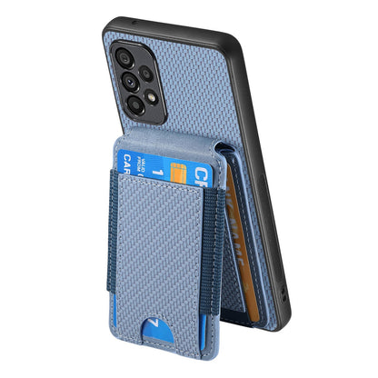 Samsung Galaxy A33 5G Vertical Flip Wallet Stand Phone Case with Carbon Fibre Pattern