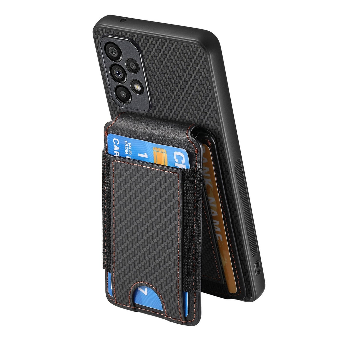 Samsung Galaxy A33 5G Vertical Flip Wallet Stand Phone Case with Carbon Fibre Pattern