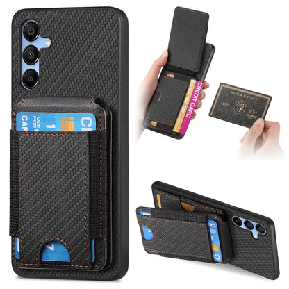 Samsung Galaxy A13 4G Vertical Flip Wallet Stand Phone Case with Carbon Fibre Pattern