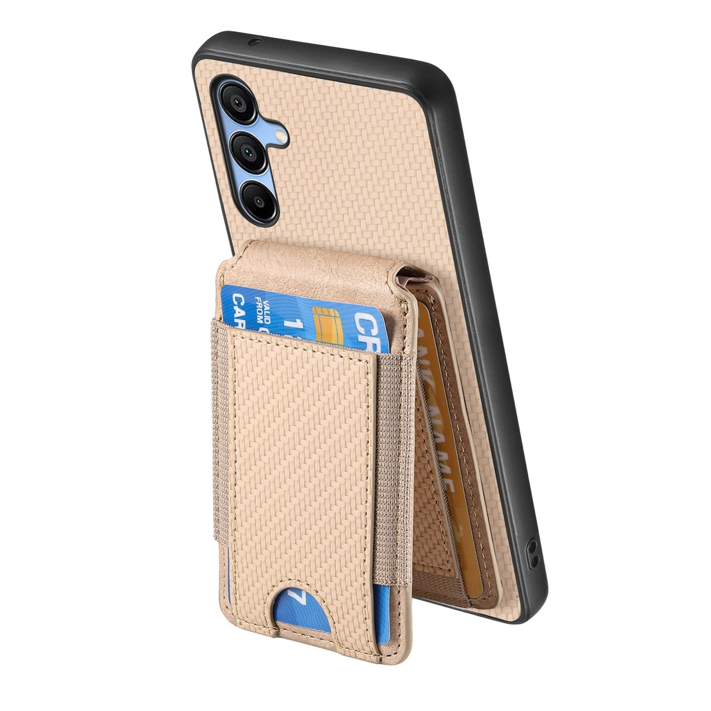 Samsung Galaxy A13 4G Vertical Flip Wallet Stand Phone Case with Carbon Fibre Pattern