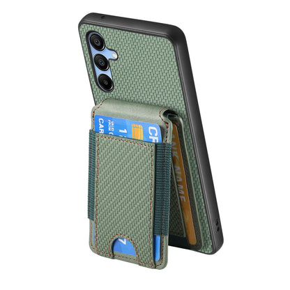 Samsung Galaxy A13 4G Vertical Flip Wallet Stand Phone Case with Carbon Fibre Pattern
