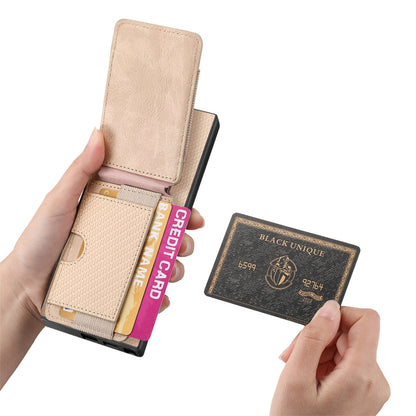 Samsung Galaxy S22 Ultra 5G Vertical Flip Wallet Stand Phone Case with Carbon Fibre Pattern