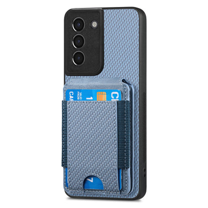 Samsung Galaxy S22+ 5G Vertical Flip Wallet Stand Phone Case with Carbon Fibre Pattern