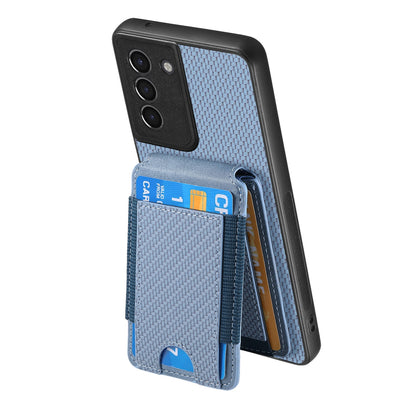 Samsung Galaxy S22+ 5G Vertical Flip Wallet Stand Phone Case with Carbon Fibre Pattern