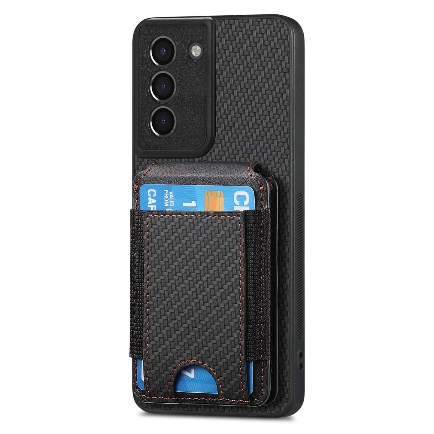 Samsung Galaxy S22+ 5G Vertical Flip Wallet Stand Phone Case with Carbon Fibre Pattern