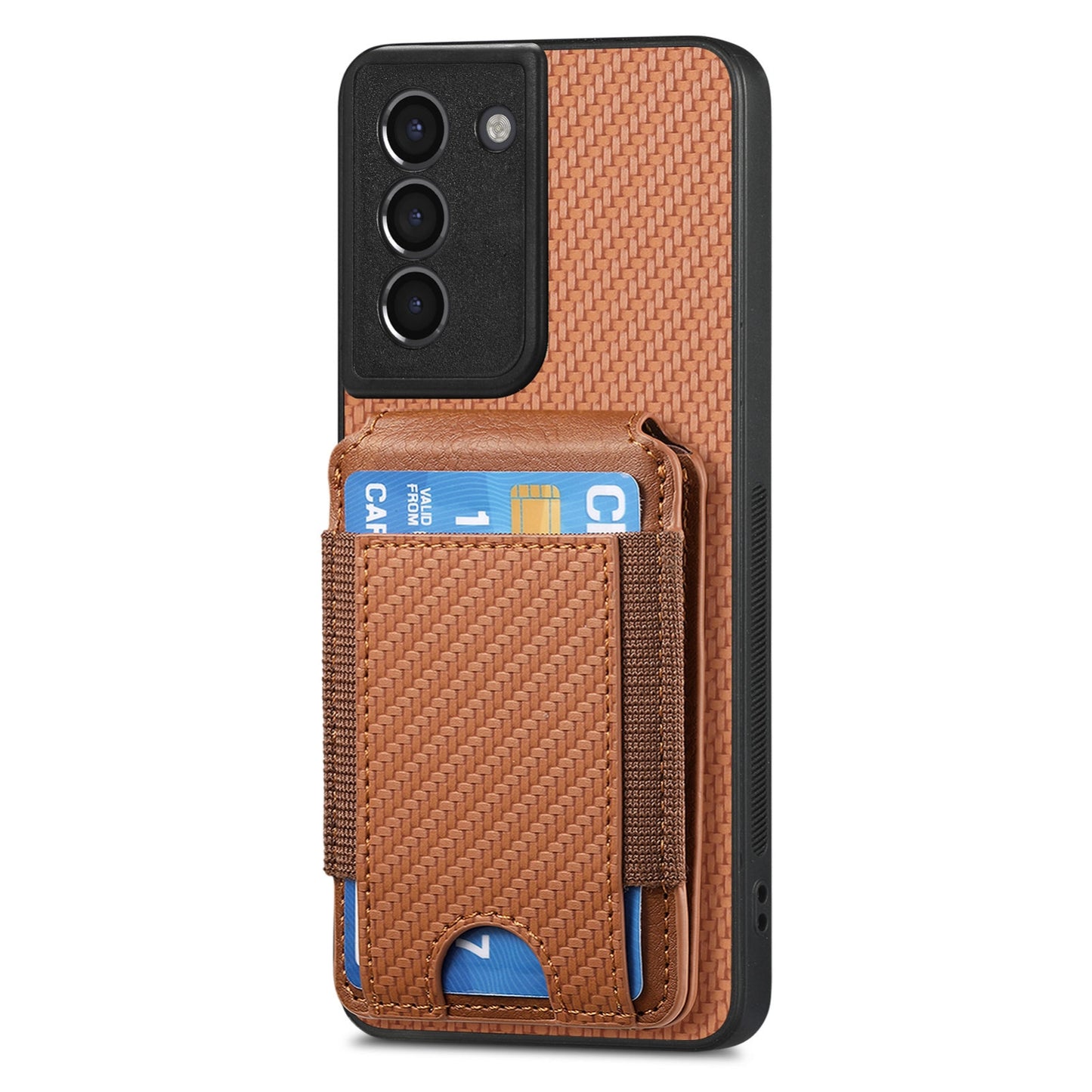 Samsung Galaxy S22+ 5G Vertical Flip Wallet Stand Phone Case with Carbon Fibre Pattern