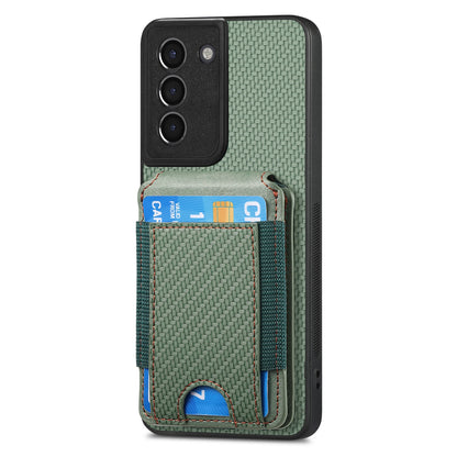 Samsung Galaxy S22+ 5G Vertical Flip Wallet Stand Phone Case with Carbon Fibre Pattern