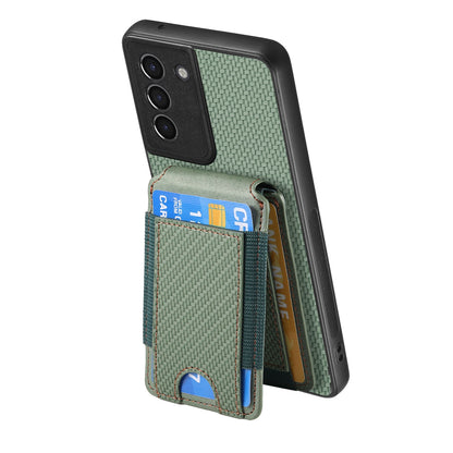 Samsung Galaxy S22+ 5G Vertical Flip Wallet Stand Phone Case with Carbon Fibre Pattern