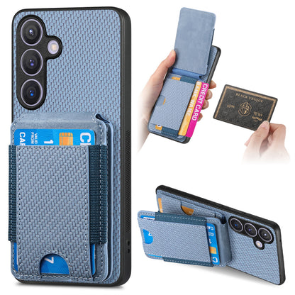 Samsung Galaxy S22 5G Vertical Flip Wallet Stand Phone Case with Carbon Fibre Pattern
