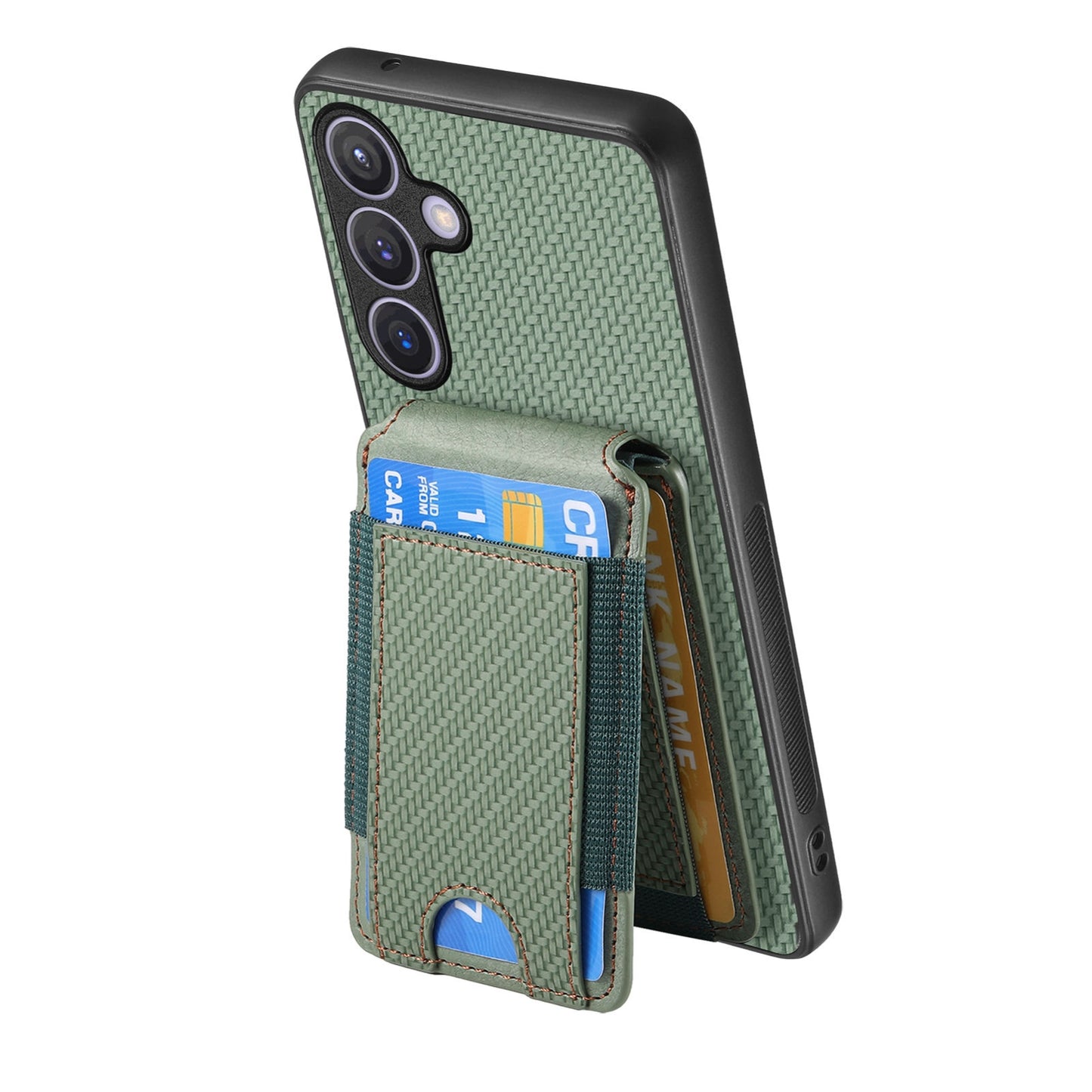 Samsung Galaxy S22 5G Vertical Flip Wallet Stand Phone Case with Carbon Fibre Pattern