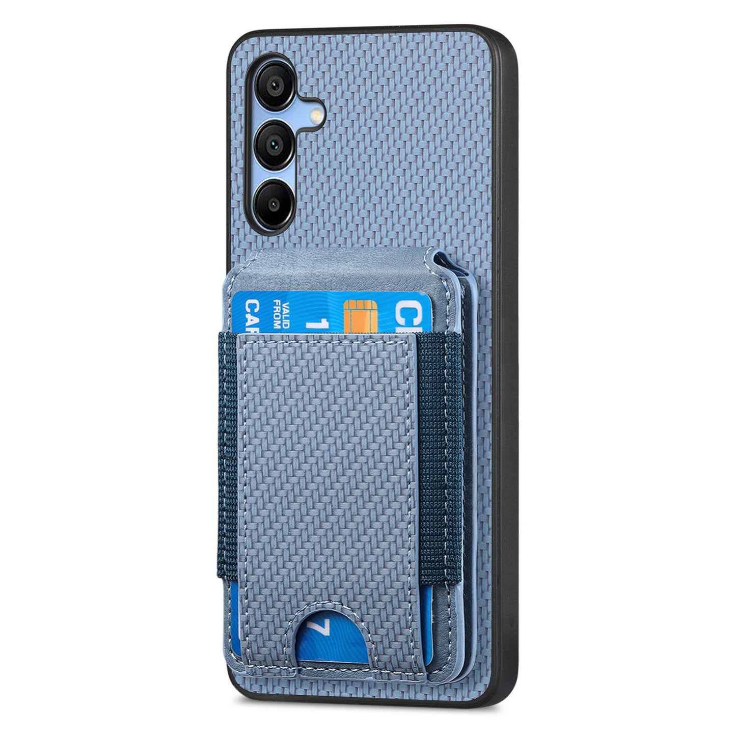 Samsung Galaxy A13 5G Vertical Flip Wallet Stand Phone Case with Carbon Fibre Pattern