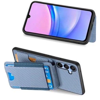 Samsung Galaxy A13 5G Vertical Flip Wallet Stand Phone Case with Carbon Fibre Pattern
