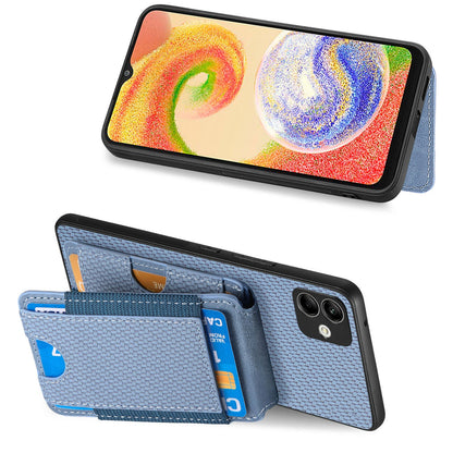 Samsung Galaxy M32 4G Vertical Flip Wallet Stand Phone Case with Carbon Fibre Pattern