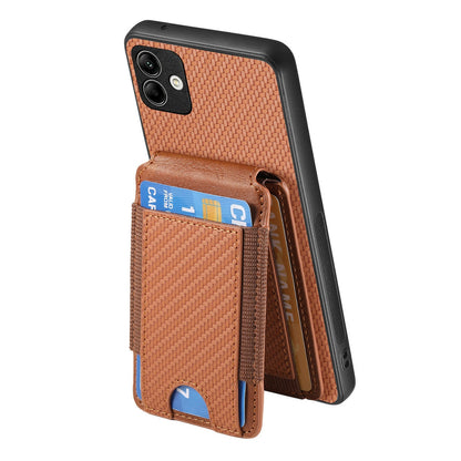 Samsung Galaxy M32 4G Vertical Flip Wallet Stand Phone Case with Carbon Fibre Pattern