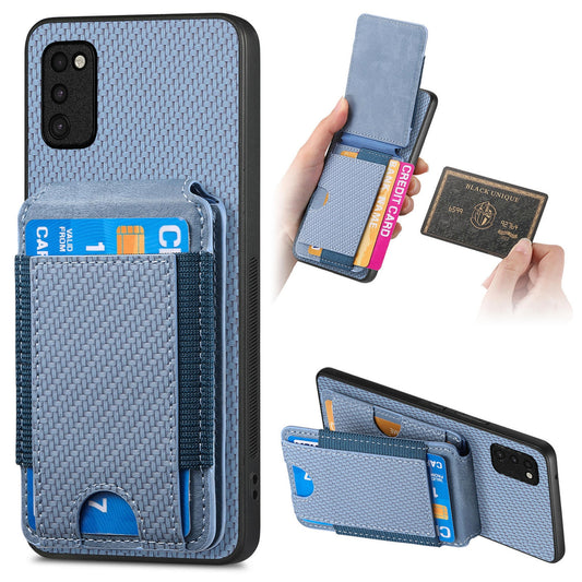 Samsung Galaxy A41 Vertical Flip Wallet Stand Phone Case with Carbon Fibre Pattern