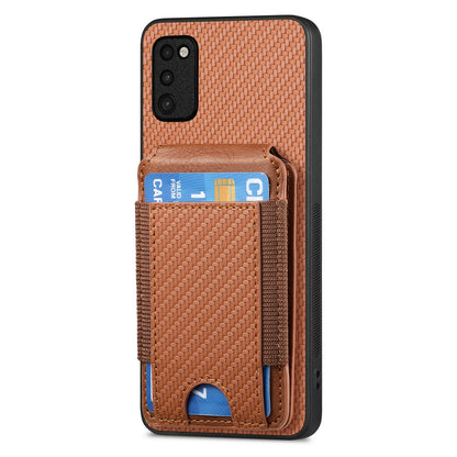 Samsung Galaxy A41 Vertical Flip Wallet Stand Phone Case with Carbon Fibre Pattern
