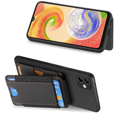 Samsung Galaxy A22 4G Vertical Flip Wallet Stand Phone Case with Carbon Fibre Pattern